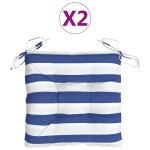 Coussins de chaise 2 pcs rayures bleues et blanches 50x50x7 cm vidaxl vidaxl