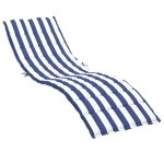Coussin de chaise longue rayures bleues / blanches tissu oxford