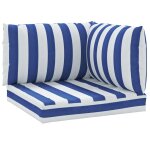 Coussins de palette 3 pcs rayures bleues / blanches tissu oxford