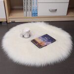 Coussin de si�ge de chaise rond en fausse fourrure douce et cr�ative, d�coration pour canap� de bureau, ...