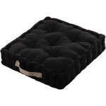 Coussin de sol duo, noir / lin, 45x45x10cm, 100% coton
