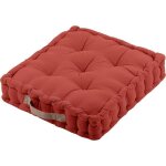 Coussin de sol duo, terracotta / lin, 45x45x10cm, 100% coton