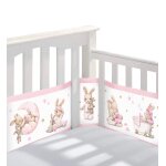 Coussin tour de lit b�b� (lapin rose), protection t�te de lit, 3d respirant pour l'�t�, amovible et lavable. ...