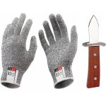 Couteau huitre, lancette  hutres, couteau avec manche en bois et 1 paire de gants rsistants aux coupures(xl ...