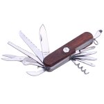 Couteau multifonctions manche en bois de santal - 11 fonctions - marron fonc�