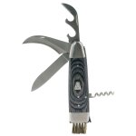 Couteau pliant  champignons - 5 fonctions - bois pakka gris