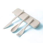 Couverts de table r�utilisables en paille de bl�, couleur unie, kit de couverts pour l'int�rieur et l'ext�rieu ...