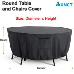 Couverture de table ronde d'extérieur 420d, ensemble de meubles de jardin et de chaises, housses anti ... Couverture de table ronde d'extérieur 420d, ensemble de meubles de jardin et de chaises, housses anti ...