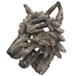 Cr�ne d�coratif d�coration murale t�te troph�e polyr�sine t�te de loup 32 cm 04 0006601
