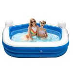 Creative kids piscine familiale gonflable pentagonale - 2 chaises longues - 213 x 206 x 60 cm - porte ...