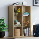 Cube bibliothque de rangement pour salon ou bureau (6 cubes, chne)