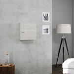 Cube mural 45cm avec porte gris aspect bois facile