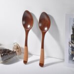 Cuill�re a soupe a caf� en bois, ustensiles de cuisine, vaisselle avec poign�e en tricot, vaisselle de ...