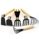 Cultivateur à main de râteau à 5 griffes avec manche en bois court, outil de râteau à main de jardin ... Cultivateur à main de râteau à 5 griffes avec manche en bois court, outil de râteau à main de jardin ...