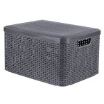Curver bote de rangement avec couvercle style l 30 l argent mtallis