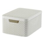 Curver bote de rangement avec couvercle style m 18 l blanc crme