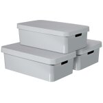 Curver bote de rangement infinity et couvercle 3 pcs 30 l gris 240681
