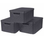 Curver botes de rangement style avec couvercle 3 pcs m anthracite