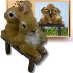Cute rabbits on bench garden statue - 17cm - decorative lawn figurine with intricate details - frost ... Cute rabbits on bench garden statue - 17cm - decorative lawn figurine with intricate details - frost ...
