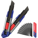 Cutter professionnel en alu workpro, 2 pi�ces cuter r�tractable 18mm avec lames de cutter s�cables en ...