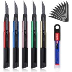 Cutter professionnel en alu workpro, 5 pi�ces cuter r�tractable 9mm, positions de verrouillage, lames ...