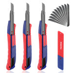 Cutter professionnel workpro, 3 pi�ces couteaux utilitaires r�tractables 9mm, cutters avec 10 lames s�cables ...