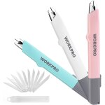 Cutter professionnel workpro, 3 pi�ces couteau utilitaire r�tractable 9mm, positions de verrouillage, ...