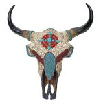 Déco crâne de vache tête de taureau trophée avec mosaïque polyrésine 51x50x25cm 04 0002820 Déco crâne de vache tête de taureau trophée avec mosaïque polyrésine 51x50x25cm 04 0002820