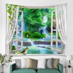 Deco mural decoration chambre femme decoration mural tapisserie murale suspendue motif oiseaux et fleurs, ...