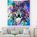 Deco mural decoration chambre femme decoration mural tenture d'art mandala et lion puissant, tapisserie ...