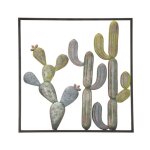 D�co murale en m�tal multicolore avec cactus 50x1, 3x50 cm