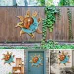 D�coration artistique murale en m�tal, statue de soleil et de lune cr�ative, ornements suspendus, pour ...