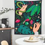 Decoration chambre femme decoration murale chambre tenture murale tapisserie murale avec plantes tropicales, ...