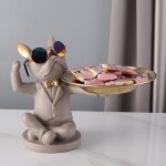 D�coration de la maison salon lunettes sculpture de bouledogue figurines d'animaux ornement statue d�coration ...