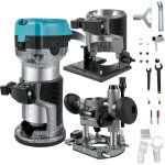 Defonceuse electrique 710 w affleureuse � bois avec 3 bases fixe inclinable plongeante, 13000 - 33000 ...