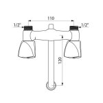 Delabie - mlangeur d'vier mm1 / 2  entraxe 110 mm l. 120 laiton chrom
