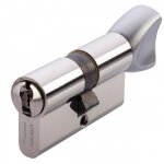 Demi - cylindre vari� en laiton nickel� type hdi + - 5 goupilles - 3 cl�s - 40x10mm - double � bouton ...