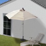 Demi - parasol aluminium parla pour balcon ou terrasse, ip 50 + , 300cm cr�me avec pied