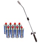 Desherbeur thermique piezo chalumeau gaz + 8 recharges desherbant thermique brule herbes