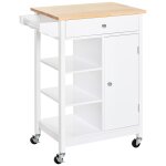 Desserte cuisine - chariot de service - porte, 3 etagres, tiroir, porte - serviettes - blanc plateau ...