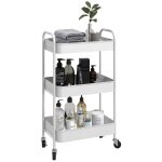 Desserte de cuisine style n�o - r�tro - 3 etag�res - acier blanc