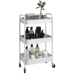 Desserte de cuisine style no - rtro - 3 etagres - acier blanc