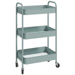 Desserte de cuisine style no - rtro - 3 etagres - acier bleu pastel