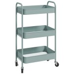 Desserte de cuisine style n�o - r�tro - 3 etag�res - acier bleu pastel