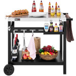 Desserte ext�rieure pour plancha royal gourmet - chariot pour barbecue avec dessus de table en acier ...