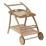 Desserte de jardin en bois a roulettes tiwi - l. 105 x h. 78 cm - beige