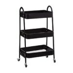 Desserte roulante 3 niveaux en mtal noir h 80 cm