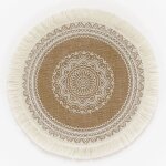 Dessous de plat tress en lin, sous - verre fait a la main, pompon, broderie, coussin de tasse, style ...