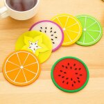 Dessous de verre en silicone en forme de fruit, orange, citron, past�que, coussin isolant, d�coration ...