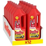 Destop lot de 12 gels dsinfectant et dboucheur canalisation turbo 5 min - 4 doses - 1l